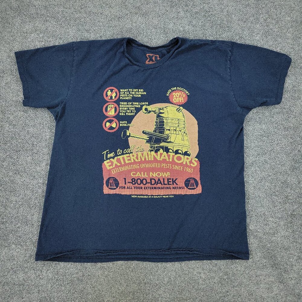 Busted Tees Shirt Men's XL Blue Exterminators Graphic Tee Crew Neck Short Sleeve